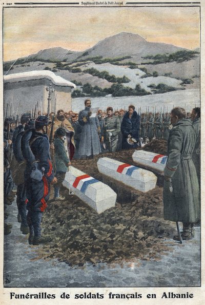Első világháború 1914-1918 (14-18. háború). Francia katonák temetése Albániában. A "" Le Petite Journalban" alkotó: Anonymous Anonymous