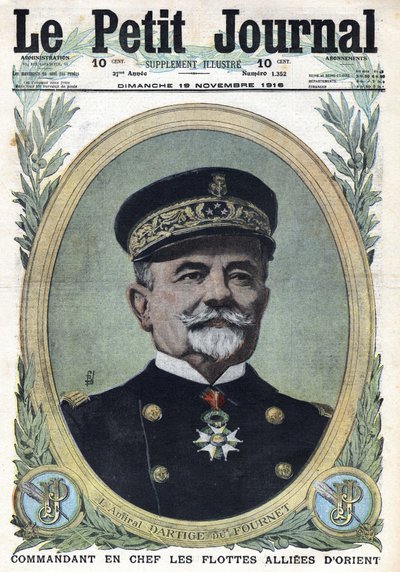 Első világháború 1914-1918 (14-18. háború). Dartige du Fournet admirális, a szövetséges keleti flották főparancsnokának portréja. A „Le Petite Journal” című kiadványban, 1916.11.19. Magángyűjtemény alkotó: Anonymous Anonymous