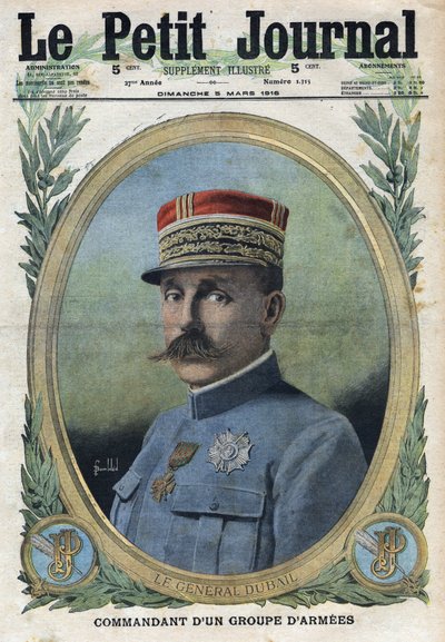Első világháború 1914-1918 (14-18. háború). Auguste Dubail tábornok (1851-1934) portréja. A „Le Petite Journal”-ban, 1916.05.03. Magángyűjtemény alkotó: Anonymous Anonymous