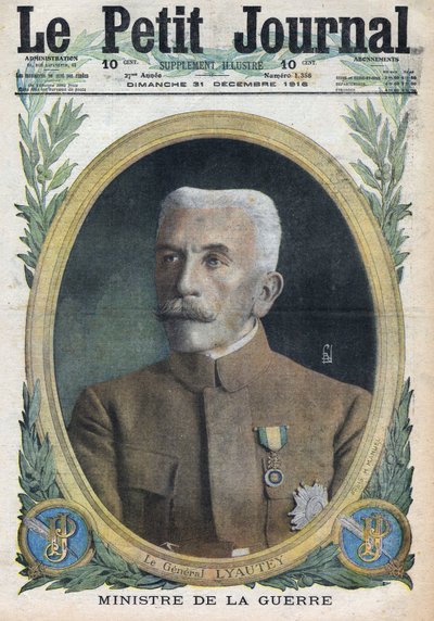 Első világháború 1914-1918 (14-18. háború). Hubert Lyautey (Louis-Hubert-Gonzalve Lyautey) (1854-1934) hadügyminiszter portréja. A „Le Petite Journal” című kiadványban, 1916.12.31. Magángyűjtemény alkotó: Anonymous Anonymous