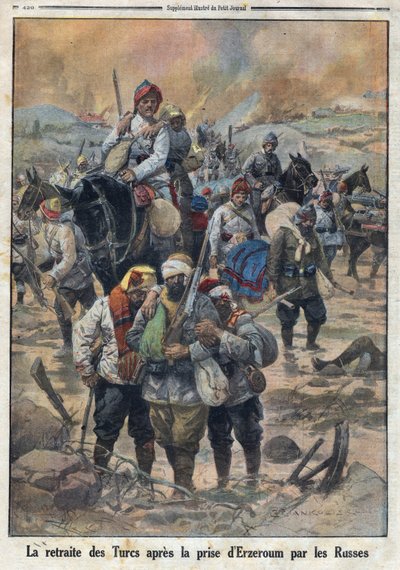 Első világháború 1914-1918 (14-18. háború). A törökök visszavonulása, miután az oroszok bevették Erzerumot. A „Le Petite Journal”-ban, 1916.02.27. Magángyűjtemény alkotó: Anonymous Anonymous