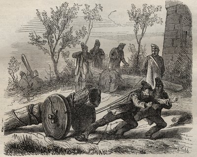 Forcats bucherons a Toulon Bagne-ban a 19. században. Pierre Zaccone (1817-1895) (Colonia Penale - Büntetőtelep) metszet az „Elítéltek története a megalkotásuktól napjainkig” (1877). Magángyűjtemény. alkotó: Anonymous Anonymous