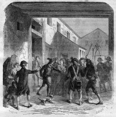 Francia forradalom – Cecilie Renaud-t letartóztatják Robespierre háza közelében, május 22-én alkotó: Anonymous Anonymous