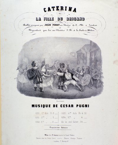 A Catarina vagy a bandita lánya Pugni-partitúrájának frontképe a Teatro alla Scalában (1847) alkotó: Anonymous Anonymous