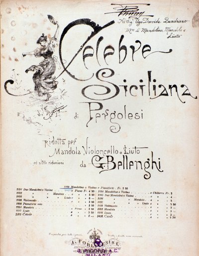 Frontispiece a Celebre siciliana kottájából GB Pergolese-nek tulajdonítva alkotó: Anonymous Anonymous