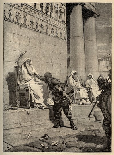 Brennus (Brennos) gall vezető Kr.e. 390-ben visszatér a római fővárosba. - A gallok Rómában - Róma kifosztása - metszet 1890 alkotó: Anonymous Anonymous