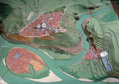 Galloromaine civilizáció: Lyon városának modellje ie 50 és i.sz. 100 között. Lyon, régészeti múzeum alkotó: Anonymous Anonymous