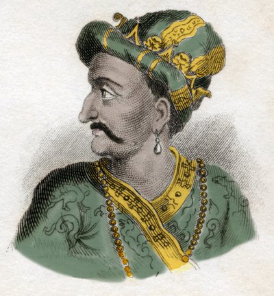 Grand Moghol (Mogol vagy Moghul) (valószínűleg Aurangzeb (1618-1707), más néven Alamgir) (Abu Muzaffar Muhiuddin Muhammad Aurangzeb Alamgi) - 19. századi metszet - milánói alkotó: Anonymous Anonymous