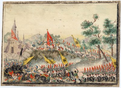 Guerre russo-turque de 1828-1829 - Az orosz hadsereg elfoglalta Izmail (Ismail) erődjét 1790-ben - Anonymous - 1829 - Akvarell papíron - 19x26 - Magángyűjtemény alkotó: Anonymous Anonymous