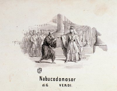Giuseppe Verdi Nabucco-opera partitúrájának illusztrált frontképe alkotó: Anonymous Anonymous