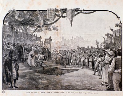 Illusztráció Wagner Nürnbergi mesterénekesei utolsó jelenetéhez, a Teatro alla scala előadásához alkotó: Anonymous Anonymous