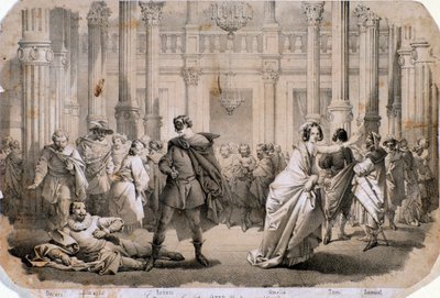 Álarcos bál illusztrációja, Giuseppe Verdi operája alkotó: Anonymous Anonymous