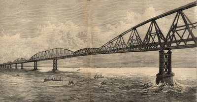 Nemzetközi hídprojekt a csatornán keresztül Calais és Folkestone között - 1890 - metszet 1890 alkotó: Anonymous Anonymous