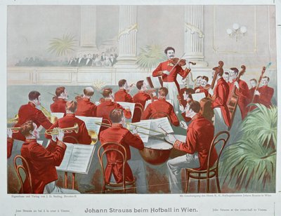 Johann Strauss fia vezényli zenekarát egy udvari bálon ... (lithó) alkotó: Anonymous Anonymous
