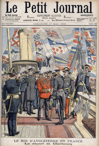 VII. Edward király franciaországi utazása után elhagyta Cherbourgot. Le Petit Journal, 1903. május. alkotó: Anonymous Anonymous