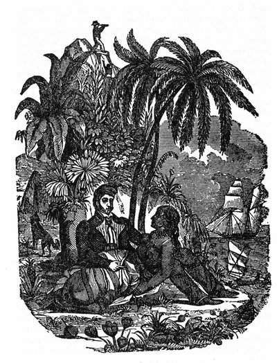 Kalózok élete Madagaszkár szigetén. „A kalóz saját könyvének” metszete 1837. alkotó: Anonymous Anonymous