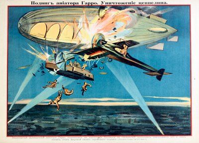Legenda: Roland Garros (1888-1918) megöli magát egy Zeppelin lelövésével - Roland Garros megtámad egy Zeppelint az Anonymous alkotó: Anonymous Anonymous