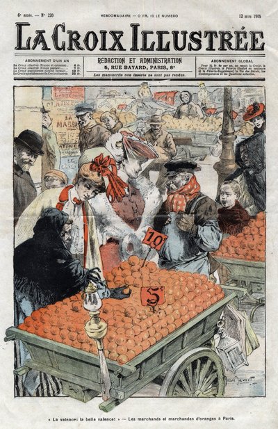 A narancskereskedők (La valence) Párizsban 1905-ben – az 1905-ös „La-Croix-Illustree” borítója alkotó: Anonymous Anonymous