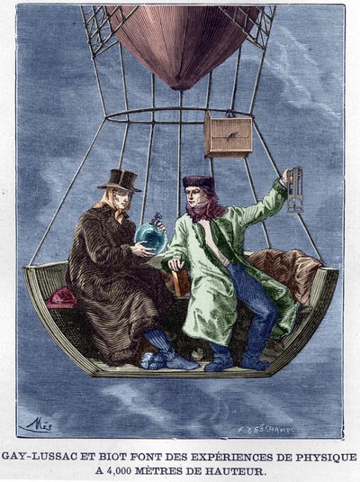 Louis-Joseph Gay-Lussac (Louis Joseph Gay Lussac) és Biot 4000 méter magasan végez fizikai kísérleteket – az „Album de la Science; jeles tudósok; Nagy felfedezések””” 1896. alkotó: Anonymous Anonymous