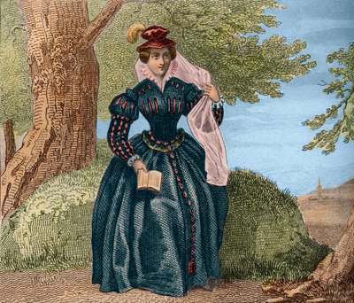 Mária skót királynő, Marie Stuart királynő (1542-1587) vagy Marie Iere skót királynő. Metszet 1859-ből a „” Le Monde-ban. Minden nép története a legtávolabbi időktől napjainkig”. M. E. de Lostalot-Bachoue (Lostalot Bachoue). Magángyűjtemény. alkotó: Anonymous Anonymous