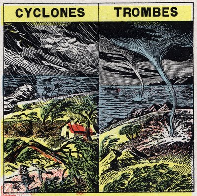 Meteorológia: ciklonok és törzsek (tornádók). 1925 névtelen illusztrációja. Magángyűjtemény. alkotó: Anonymous Anonymous