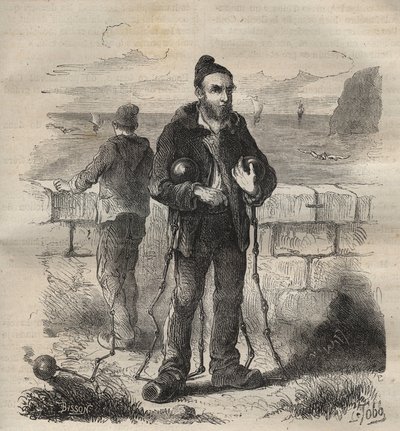 A 19. században a touloni börtönbe ítélt katona. Pierre Zaccone (1817-1895) (Colonia Penale - Büntetőtelep) metszet az „Elítéltek története a megalkotásuktól napjainkig” (1877). Magángyűjtemény. alkotó: Anonymous Anonymous