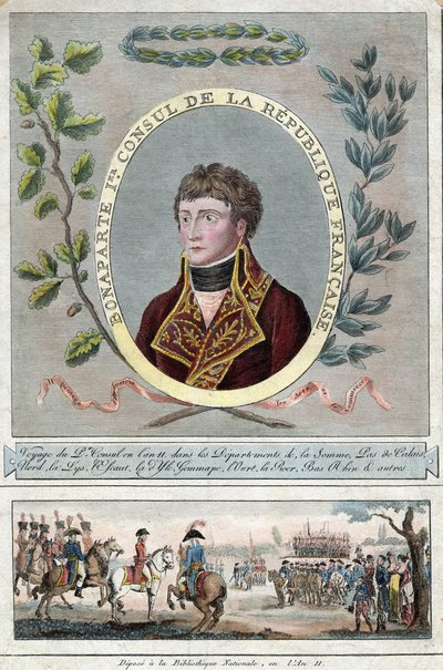 Napóleon Bonaparte, mint Franciaország első konzulja - Anonymous - 1802 - Rézkarc, akvarell - 28,1x17,9 - Magángyűjtemény alkotó: Anonymous Anonymous