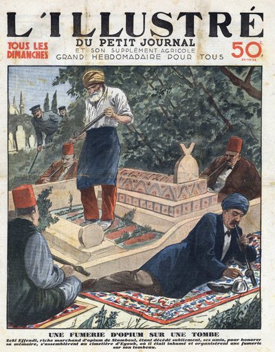 Ópiumfüstölés egy síron: Zeki Effendi, egy gazdag ópiumkereskedő Stamboulból (Isztambul, Törökország) hirtelen meghalt, barátai, hogy tiszteljék emlékét, az Eyoub temetőben gyűltek össze, hogy füstölést szervezzenek a sírján. Nyomtasd a „” L