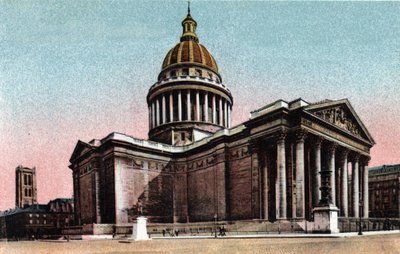 Párizs: Jacques Germain Soufflot (1713-1780) által 1757-1790 között épített Pantheon külső képe. Fénykép 1920-ból Párizs városának „”művészeti albumában”. Magángyűjtemény. alkotó: Anonymous Anonymous