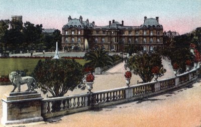 Párizs: a Palais és a Jardin du Luxembourg. Fénykép 1920-ból Párizs városának „”művészeti albumában”. Magángyűjtemény. alkotó: Anonymous Anonymous