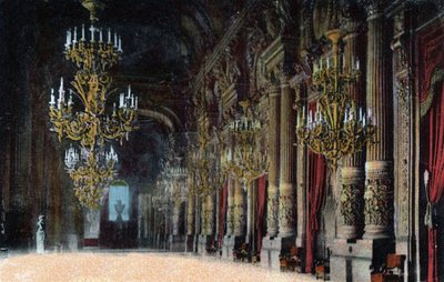 Párizs: kilátás az Opera Garnier előcsarnokára. Fénykép 1920-ból Párizs városának „”művészeti albumában”. Magángyűjtemény. alkotó: Anonymous Anonymous