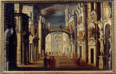 Perspektivikus enteriőr Francois de Nome (Monsu Desiderio) festménye (1593-1644) 17. század V. 0,51x0,81 m Orleans, Musee des Beaux Arts alkotó: Anonymous Anonymous