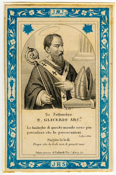 Jámbor kép: San Glicerio (metszet) alkotó: Anonymous Anonymous