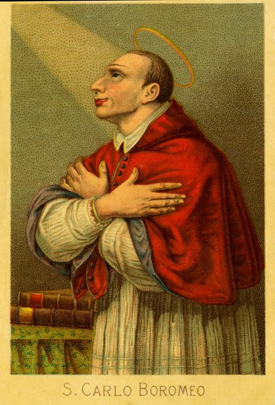 Jámbor kép: Charles Borromeo bíboros milánói érsek (kromolitográfia) alkotó: Anonymous Anonymous