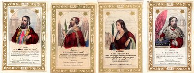 Jámbor kép: „” Augsburgi Szent Ulrich, Szent Stanislaus, Szent Bibiana, I. Magyarországi Szent László”” Magángyűjteményi kártya alkotó: Anonymous Anonymous