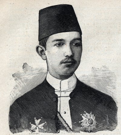 II. Abbász pasa (1874-1944), Egyiptom alkirályának portréja. Metszet a „Le Peute Parisien”-ben alkotó: Anonymous Anonymous