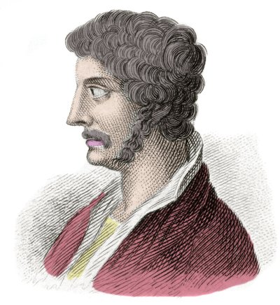 Alkibiad (Alkibiads Kleiniou Scambonides) (Kr. e. 450-404), államférfi és athéni tábornok portréja. századi metszet. milánói alkotó: Anonymous Anonymous