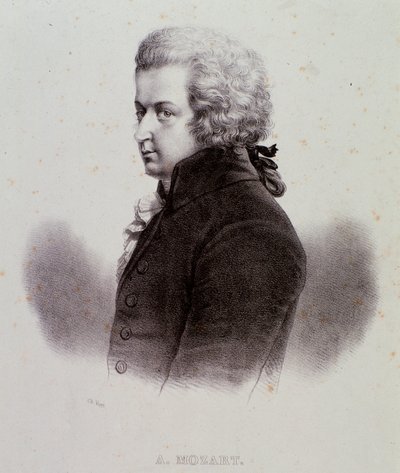 Wolfgang Amadeus Mozart (1756-1791) osztrák zeneszerző portréja Metszet. 19. század. Milánói magángyűjtemény alkotó: Anonymous Anonymous
