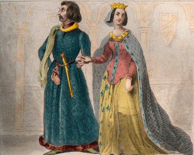 Charlotte de Savoie (1441-1483) francia királynő portréja XI. francia Lajossal, akit a Megfontolt (1423-1483) néven ismernek. Metszet 1859-ből a „” Le Monde-ban. Minden nép története a legtávolabbi időktől napjainkig”. M. E. de Lostalot-Bachoue. alkotó: Anonymous Anonymous