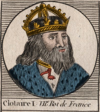 I. Clothaire (497-561), Neustria királya és a frankok királyának portréja - I. Clothar, a frankok királya - metszet az „Instruction sur l