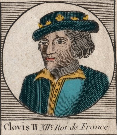 II. Klodvig, a frankok királyának portréja (633-657. vers) - II. Klovisz (634-657 körül), Neustria és Burgundia meroving frank királya (639-657) - metszet a „” Instruction sur l