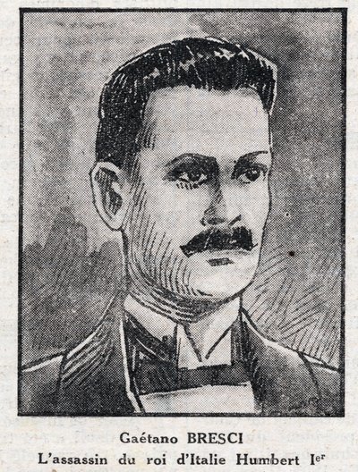 Gaetano Bresci (1869-1901), olasz anarchista portréja, aki meggyilkolta I. Humbert királyt (I. Umberto) alkotó: Anonymous Anonymous