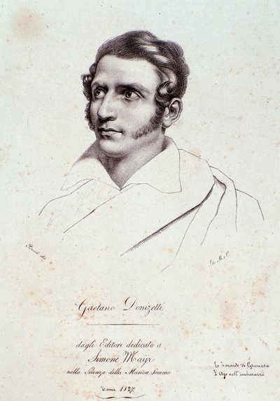 Gaetano Donizetti portréja (metszet alkotó: Anonymous Anonymous