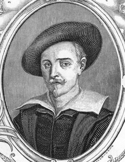 Guido Reni (1575-1642) portréja. olasz festő. armengaud 1859-es metszete Európa - Olaszország galériáiban. Magángyűjtemény. alkotó: Anonymous Anonymous