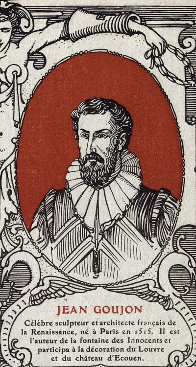 Jean Goujon (1510-1567) francia szobrász és építész portréja. Metszet 1914-ből. Magángyűjtemény. alkotó: Anonymous Anonymous