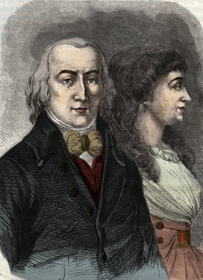 Jean Marie Roland, de la Platiere vikomt (1734-1793) portréja Manon Rolanddal, vagy Jeanne Marie, vagy Manon Phlipon (Madame Roland) (Mme Roland) alkotó: Anonymous Anonymous