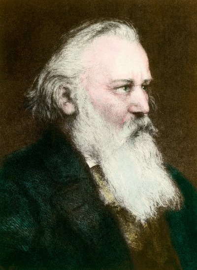 Johannes Brahms (1833-1897) német zeneszerző portréja”” Metszet a 19. századról Magángyűjtemény alkotó: Anonymous Anonymous