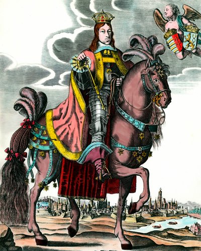 I. Lipót római római császár portréja - I. Lipót (1640 - 1705) magyar, cseh, dalmácia, horvát király és germán császár lovas portréja. 17. századi metszet. Magángyűjtemény. alkotó: Anonymous Anonymous