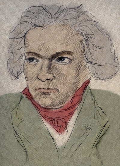 Ludwig van Beethoven (1770-1827) német zeneszerző portréja - névtelen rajz a 20. század elejéről - Magángyűjtemény - alkotó: Anonymous Anonymous