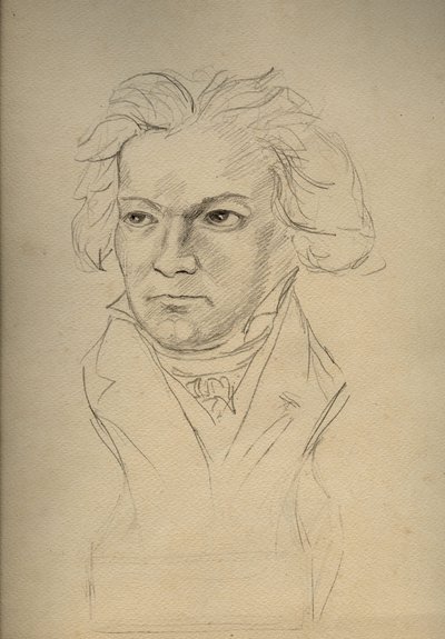 Ludwig van Beethoven (1770-1827) német zeneszerző portréja - névtelen rajz a 20. század elejéről - Magángyűjtemény - alkotó: Anonymous Anonymous
